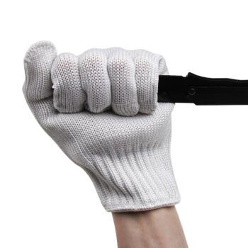防割手套五级男钢丝防刺防刀防暴耐磨安保器材 白色
